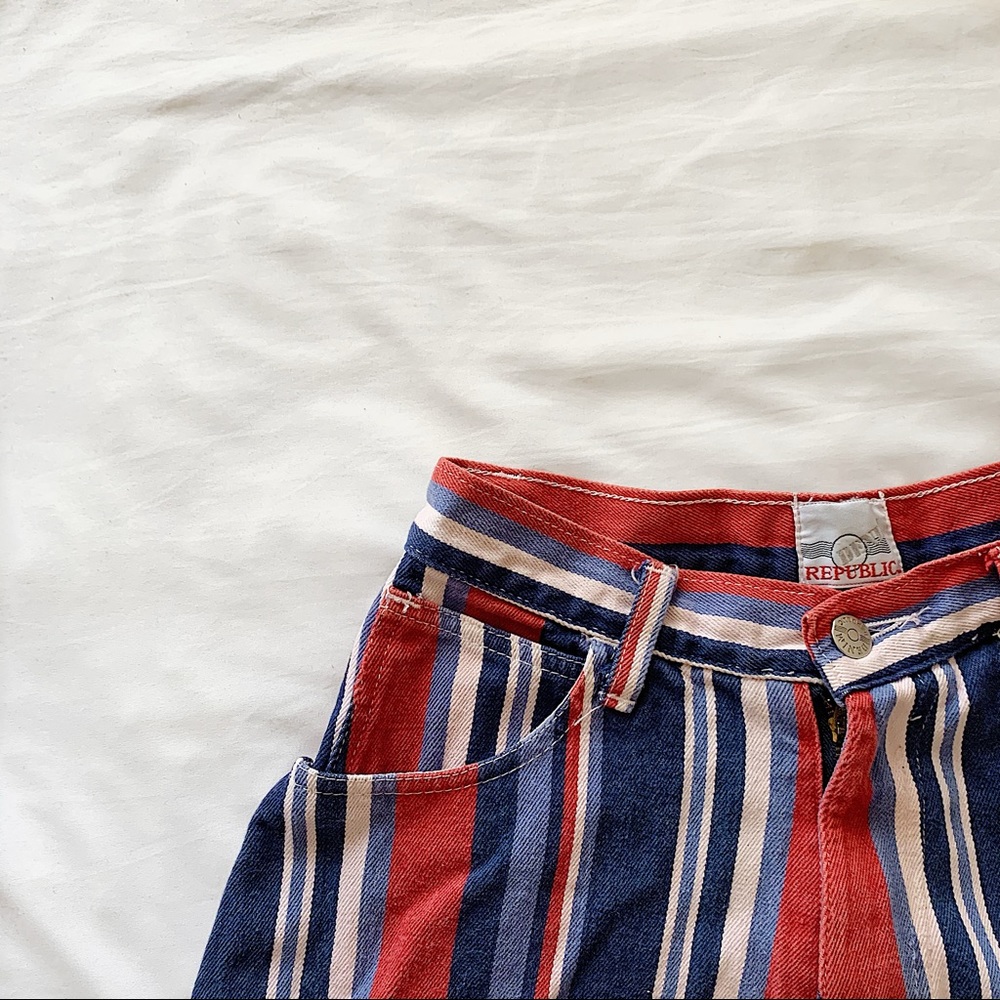 Vintage Denim Republic Vertical Striped Shorts